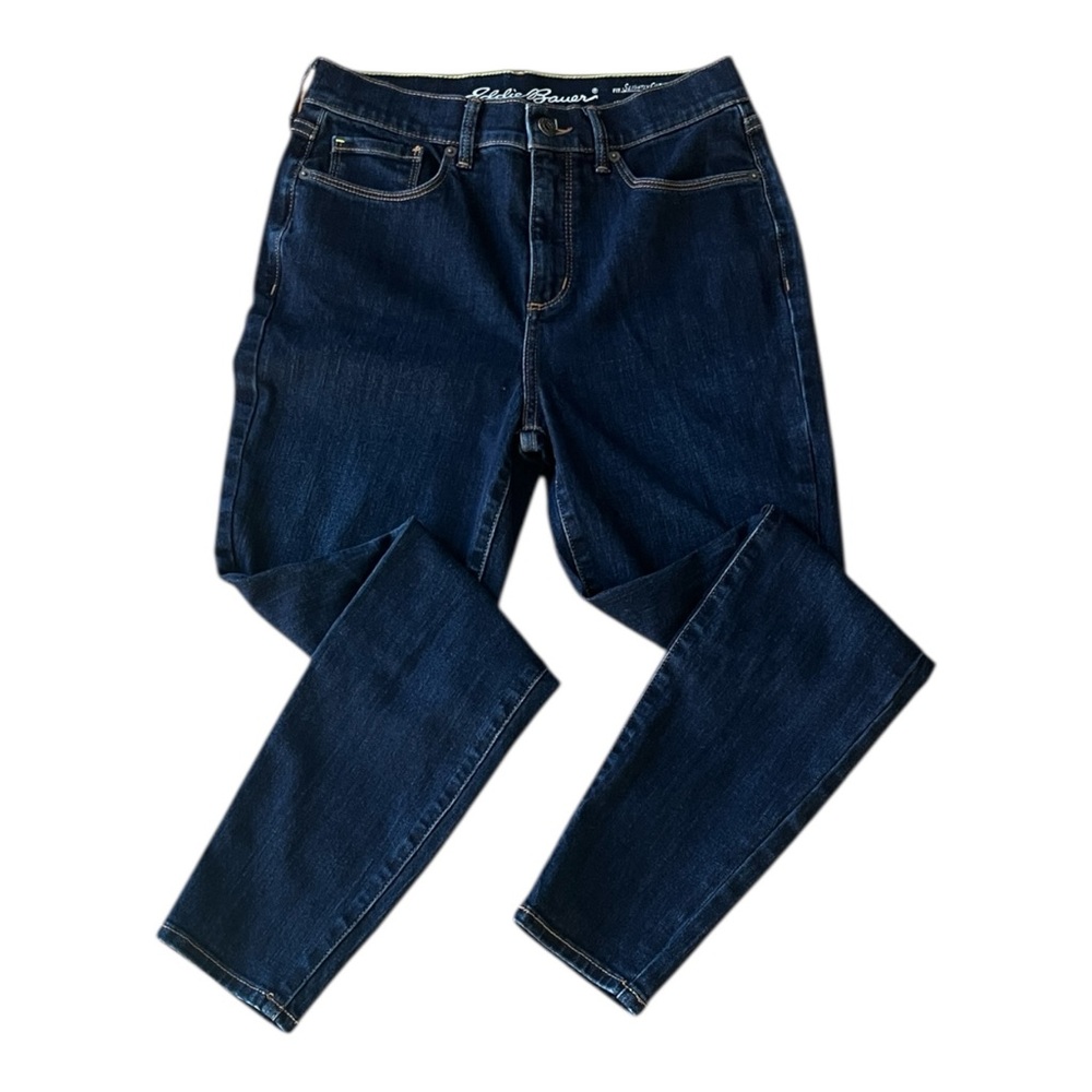 Eddie Bauer Slightly Curvy-High Rise Skinny Jeans, Dark Wash Denim, Women’s Sz 6